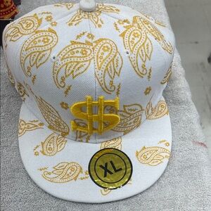 White and Yellow Paisley Cap